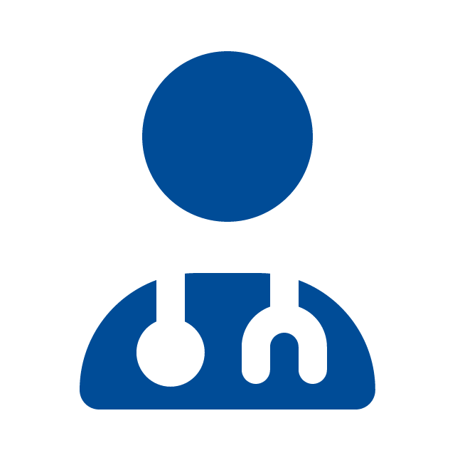 blue doctor wearing stethascope icon