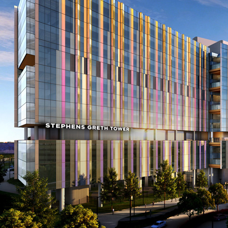 Concept art of the Stephens Greth Tower on the Moody Children's Hospital