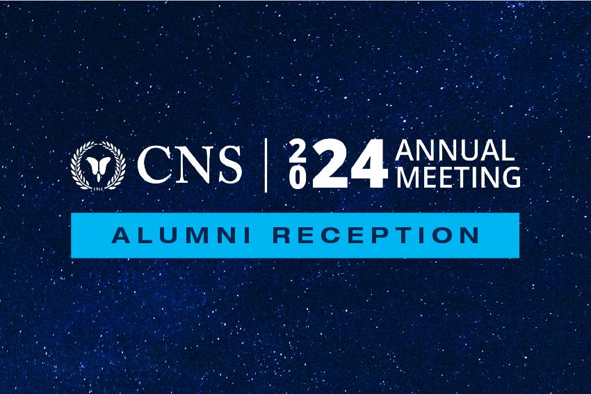 Congress of Neurological Surgeons Annual Meeting logo with a blue banner that reads Alumni Reception.