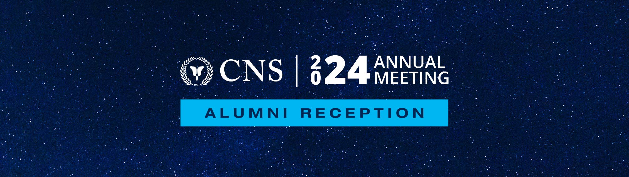 Congress of Neurological Surgeons Annual Meeting logo with a blue banner that reads Alumni Reception.