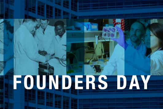 Collage of historic photos from UT Southwestern's history with the words Founders Day