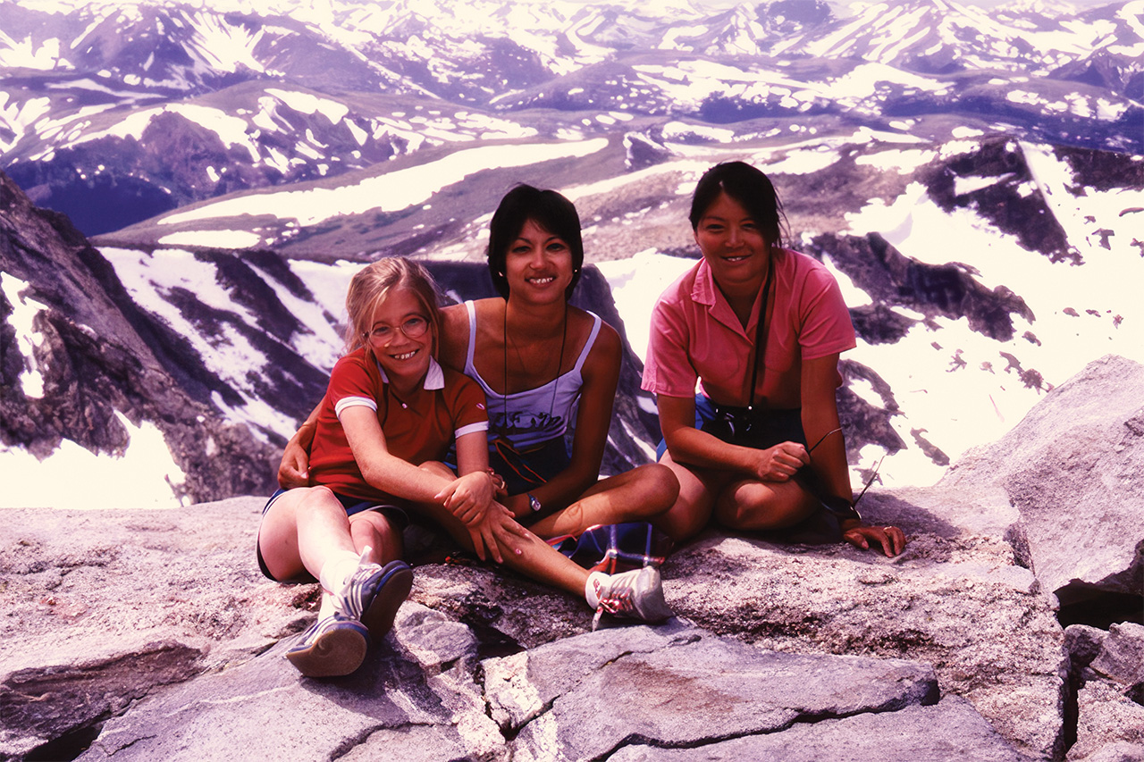 Left to right, Janel Reynolds Brack, and A-Lan Reynolds with friend at the summit of Mount Evans in the Rocky Mountains..