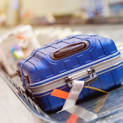 Luggage on a baggage carousel