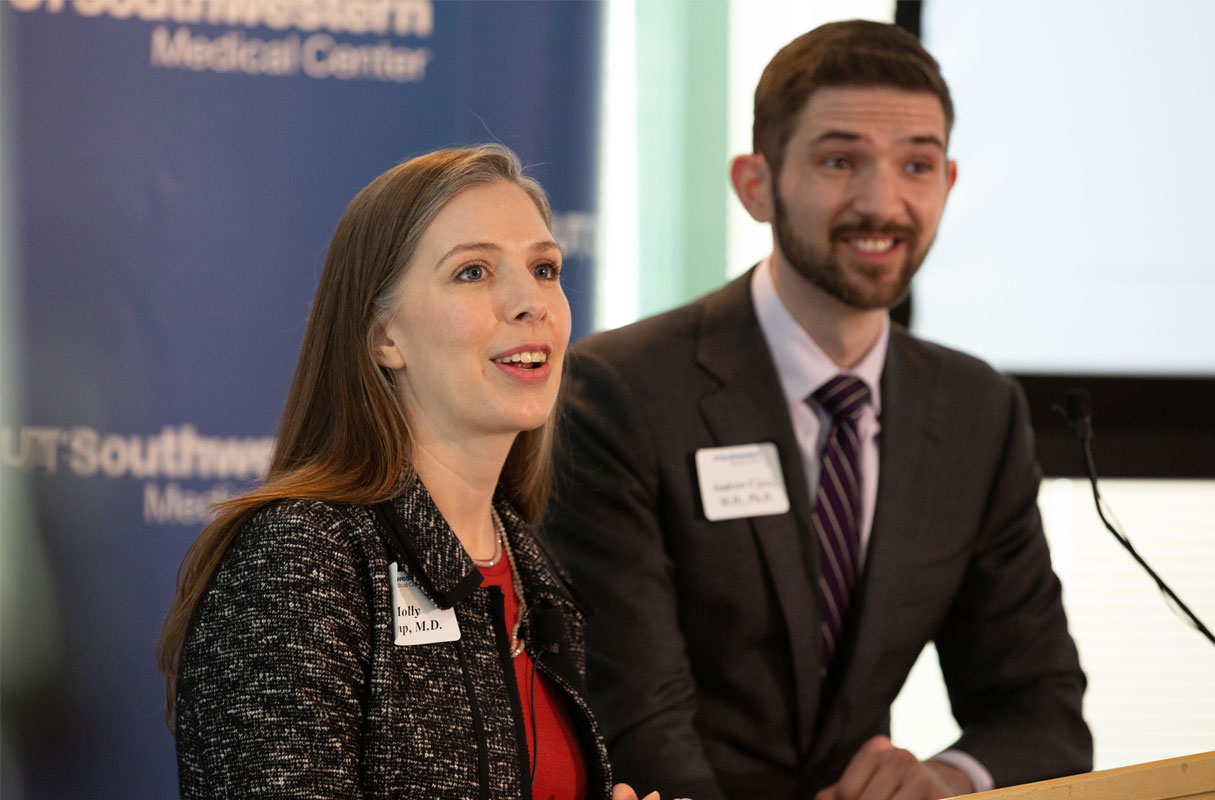 Molly Camp, M.D., and Andrew Czysz, M.D., Ph.D., speaking